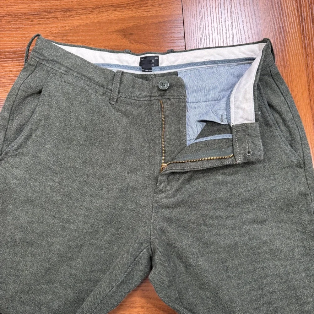 J.Crew Stretch Chinos Mens 31x32 Green Heathered Brushed Cotton Twill Pants